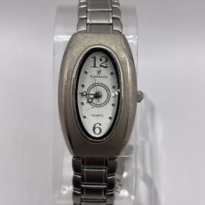 Celebrity Women's Quartz Watch Silver 7.75" Band‎ 22mm Case- New Battery